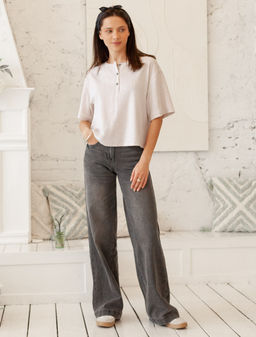 VILATTE / Футболка из фактурного трикотажа в рубчик  фото 11