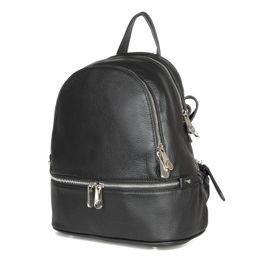 SJ7682 black, Женский кожаный рюкзак, Barcelo Biagi