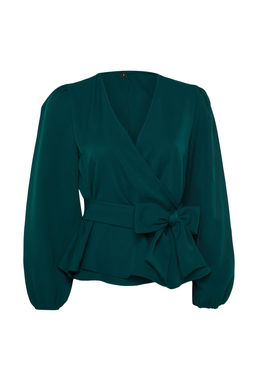 Trendyolmilla K?rm?z? Kruvaze Baglama Detayl? Dokuma Bluz TWOAW20BZ1089  фото 11