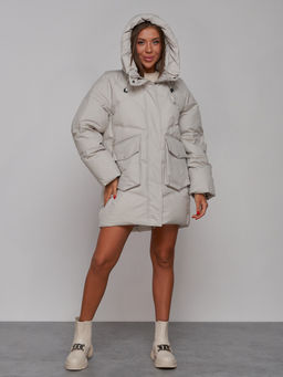 Зимняя женская куртка модная с капюшоном светло-серого цвета 52310SS - Holdluck фото 7