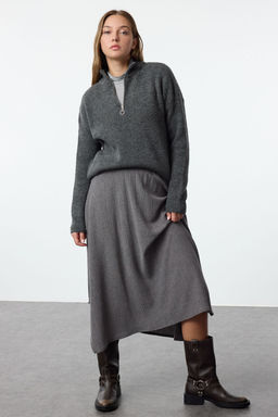 TRENDYOLMILLA Antrasit Klos Dokulu Y?rtmac Detayl? Midi Etek TWOAW25ET00106 фото 2