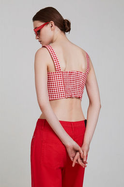 Блузка-топ в красно-белую клетку - Incity фото 11