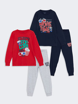 Bisiklet Yaka Erkek ?ocuk Pijama Tak?m? 2li