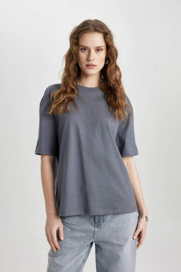 Relax Fit Bisiklet Yaka Premium Basic K?sa Kollu Tisort - Defacto фото 3