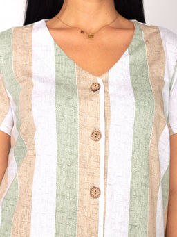 Халат женский кулирка на пуговицах МАЙЯ РОГОЖКА ЗЕЛЕНЬ - Domtrik фото 2