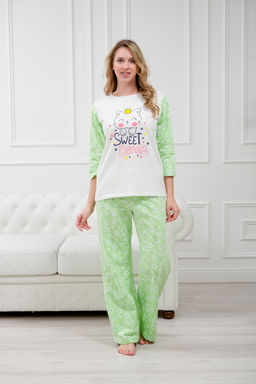 Пижама женская из футера Кисонька нежно-зеленый - Амадэль фото 9