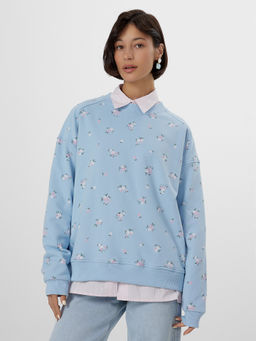 Свитшот женский голубой с цветочным принтом - Mark formelle фото 6