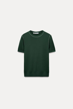 PLAIN KNIT TOP WITH CONTRAST TRIMS - Zara фото 22