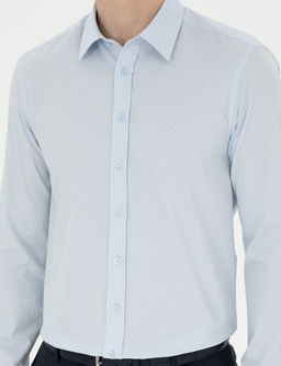A__k Mavi Slim Fit Uzun Kollu G_mlek