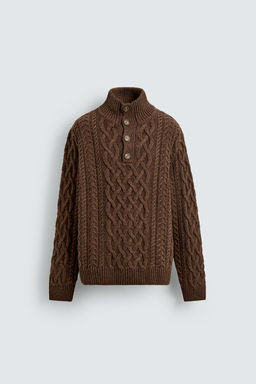 CABLE-KNIT BUTTON-UP JUMPER - Zara фото 7