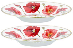 Набор тарелок 2 пр. 400 мл 22*22*4 см "Маки" глубокие NEW BONE CHINA