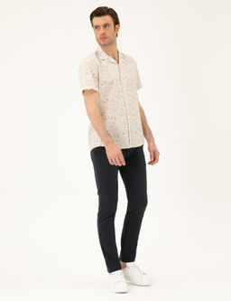 Lacivert Slim Fit Beli Ba_c_kl_ Pantolon