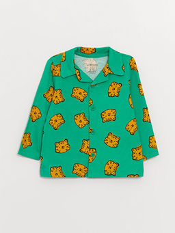 Polo Yaka Uzun Kollu Bask?l? Erkek Bebek Pijama ?st