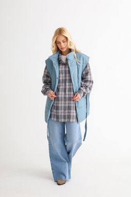 Жилет со стойкой oversize эвкалипт
