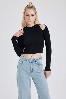 Облегающий свитер с круглым вырезом - Defacto фото 4