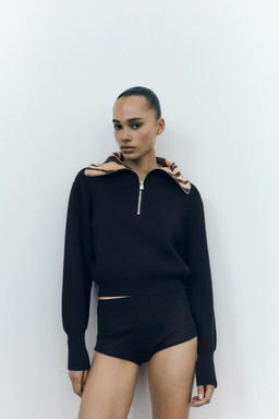 ANIMAL PRINT JACQUARD COLLAR SWEATER - Zara фото 2