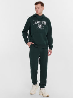 Комплект мужской (худи, брюки) зеленый с печатью пихта +печать 191019 - Mark formelle фото 2