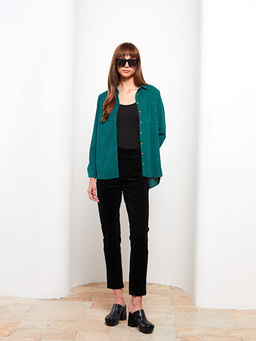 Normal Bel Dar Fit D?z Kadife Kad?n Pantolon