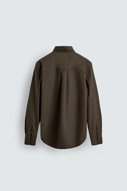 CAMISA REGULAR FIT POPEL?N / Marr?n oscuro - Zara фото 8