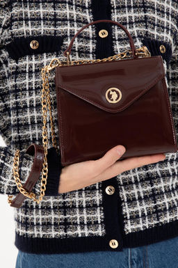 Женская бордово-красная сумка из лакированной кожи - U.s. polo assn фото 2