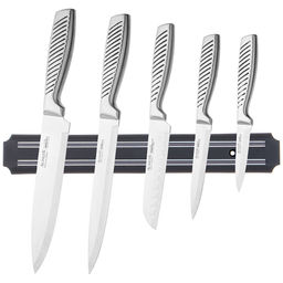 НАБОР НОЖЕЙ AGNESS 6 ПР.С МАГНИТНЫМ ДЕРЖАТЕЛЕМ И РУЧКОЙ ИЗ НЕРЖ.СТАЛИ