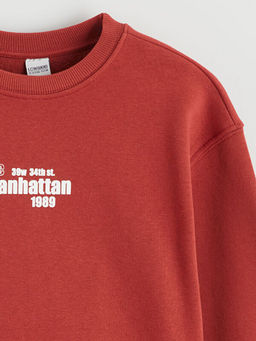 Bisiklet Yaka Bask?l? K?z ?ocuk Kal?n Sweatshirt