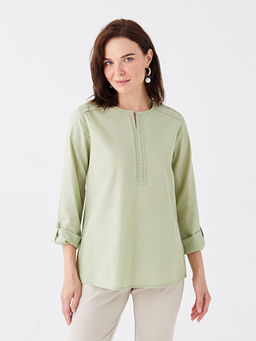 Ka??k Yaka Nak??l? Uzun Kollu Kad?n Bluz