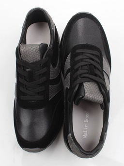 03-A1003-4 BLACK Кроссовки женские (натуральная кожа, натуральная замша) - Фабричный китай фото 13