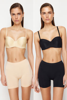 TRENDYOLMILLA Siyah-Ten 2li Paket Seamless/Dikissiz Boxer Orme Kulot THMSS24KU00032  фото 13
