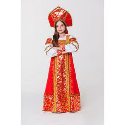 Русский народный костюм Любавушка, платье-сарафан, кокошник, р-р 30, рост 110-116 см, красный - Страна карнавалия фото 8