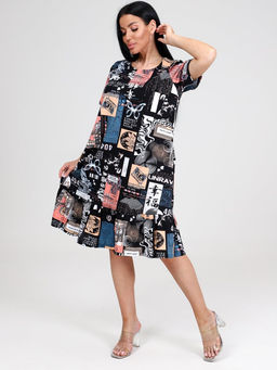 810 ЖЕНСКОЕ ПЛАТЬЕ (Черный/синий) - А-дина фото 4