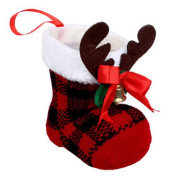 Конфетница Сапожок в клетку, с рогами и колокольчиком