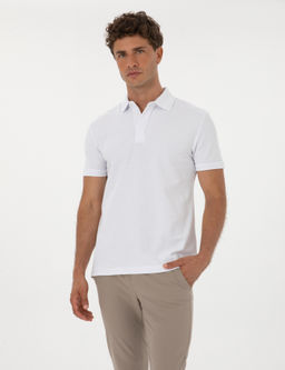 Beyaz Slim Fit %100 Pamuk K_vr_lmaz Amerikan Pike Polo Yaka Basic Ti__rt - Pierre cardin фото 8