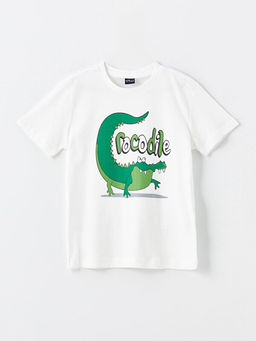 Bisiklet Yaka Bask?l? K?sa Kollu Erkek ?ocuk Ti??rt