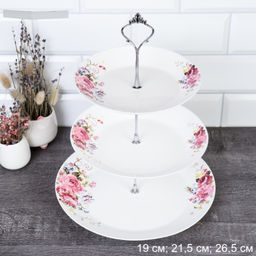 Ваза для канапе 3-х ярусная Евро / FLMLQP75/85/105 (19010-1/уп 12/ Розовая композ 737137