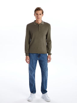 Polo Yaka Uzun Kollu Erkek Triko Kazak