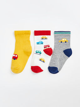 Bask?l? Erkek Bebek Soket ?orap 3l? - Waikiki фото 2