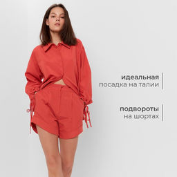 Костюм женский (блузка, шорты) MINAKU: Casual Collection, красный, размер 48