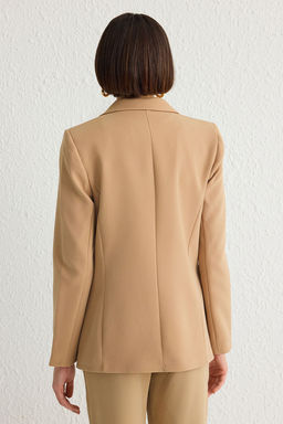 TRENDYOLMILLA Bej Regular Astarl? Kruvaze Kapama Dokuma Blazer Ceket TWOSS21CE0107  фото 5