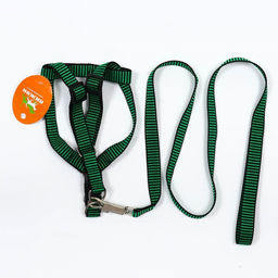 Комплект амуниции рельефный, поводок 120 х 2 см, ОГ 44-50 см, зелёно-чёрный - Пижон фото 7