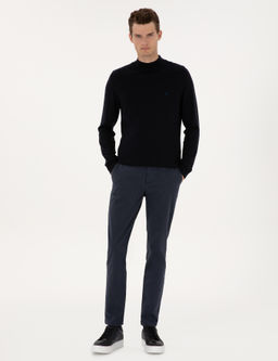 Lacivert Slim Fit Kanvas Pantolon