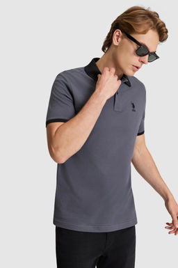 Erkek Antrasit Regular Fit Polo Yaka Basic Ti__rt