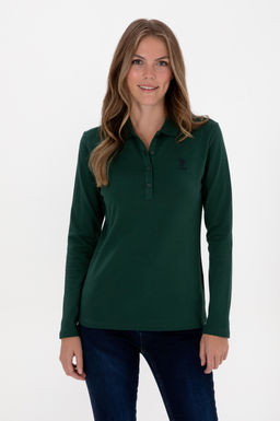 Kad_n Koyu Ye_il Basic Polo Yaka Sweatsh_rt Sepette S_rpriz _ndirim