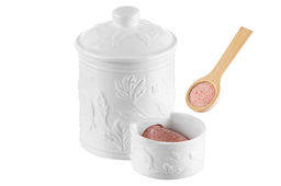 Банка д/соли 500 мл 15,5*10*14,5 см "Птички на ветке" с деревянной ложкой и крышкой