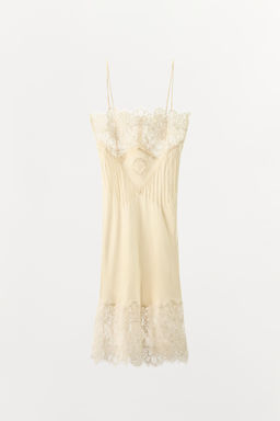 VESTIDO LENCERO SATINADO ENCAJE / Crudo - Zara фото 4