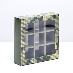 Цена за 2 шт. Коробка для 9 конфет с обечайкой, Камуфляж 13.8?13.8?3.8