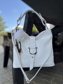 Женская сумка хобо из эко кожи 007 Белый