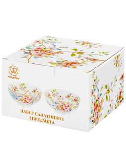 Набор салатников 2 пр. 600 мл 15*15*7 см Яблоневый цвет на голубом + Яблоневый цвет на белом - Elan gallery фото 10
