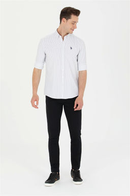 Мужская белая рубашка в темно-синюю полоску Неожиданная скидка в корзине - U.s. polo assn фото 4