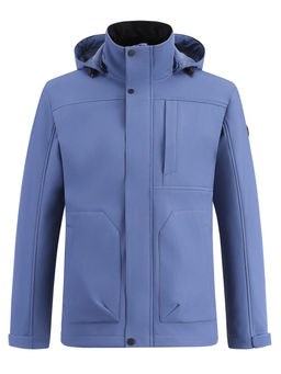 Ветровка мужская софтшелл виндстоппер с капюшоном спортивная синего цвета 9617_1S